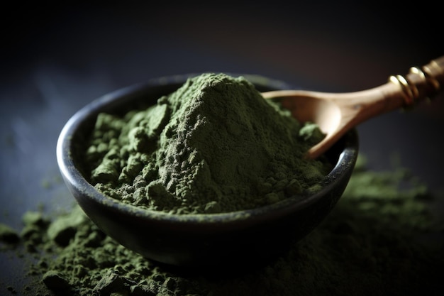 Photo organic spoon spirulina powder generate ai