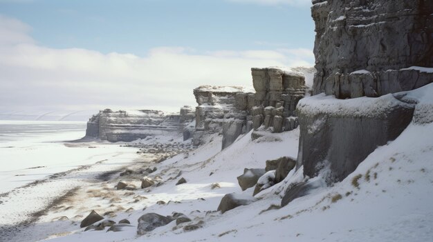 Photo organic stone carvings a captivating snapshot of a snowy prairie