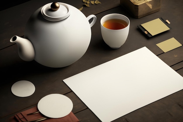 Organic tea branding and packaging mockup AI generation