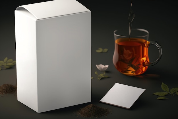 Organic tea branding and packaging mockup AI generation