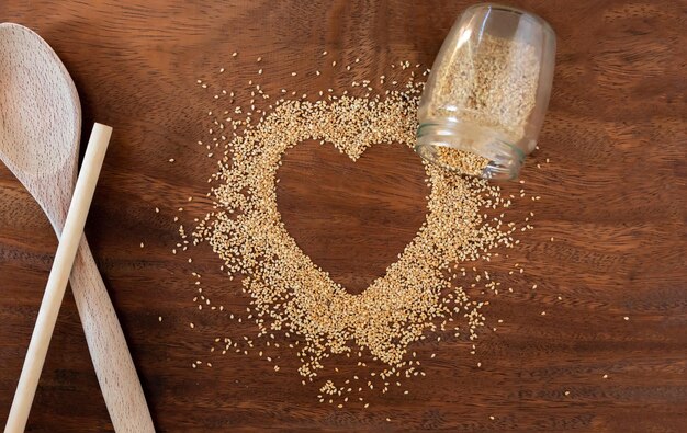 Organic Toasted Sesame Seeds in a Heart Shape