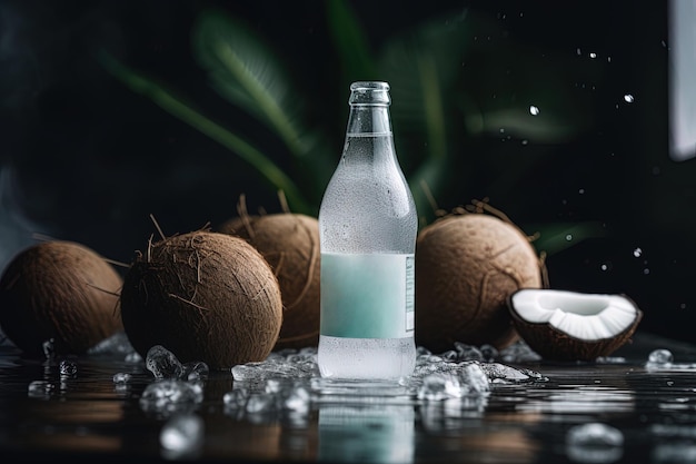 Organic vegan coconut water Water splash A tropical concept