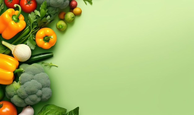 Foto ricerca sulla pubblicità delle verdure biologiche alimento vegetariano per un'alimentazione sana generative ai