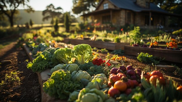 写真 オーガニック 野菜 を 食卓 に 置く