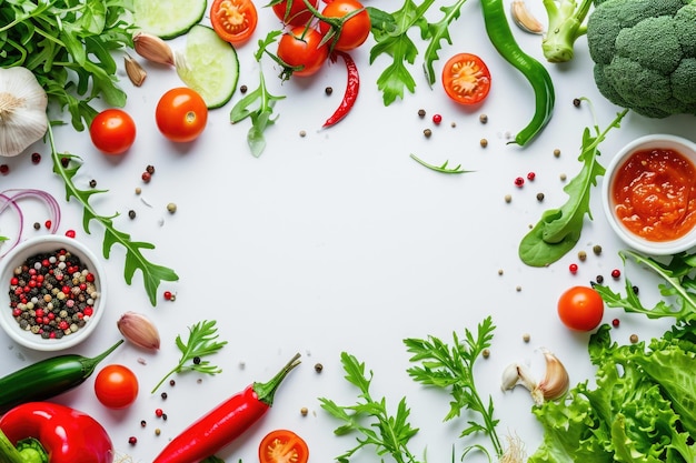 Organic vegetable salad on white background