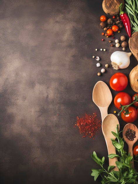 Photo organic vegetables and wooden utensils mockup copy space