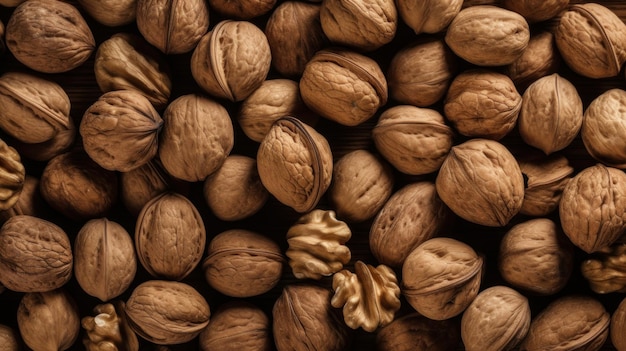 Organic walnut nuts horizontal background