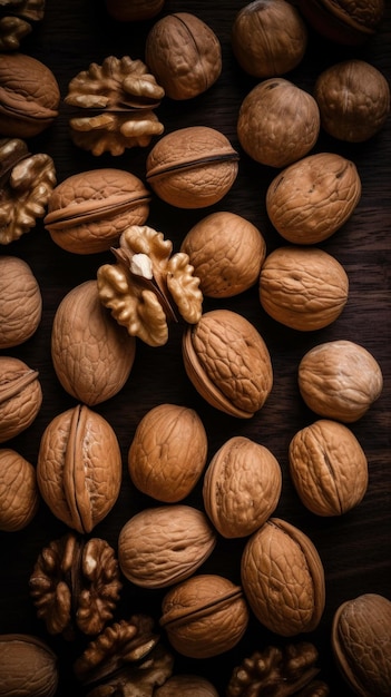 Organic Walnut Nuts Vertical Background