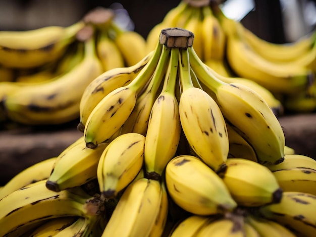 Organic yellow bananas ripe and abundant Freshness and nutrition in a full frame capture