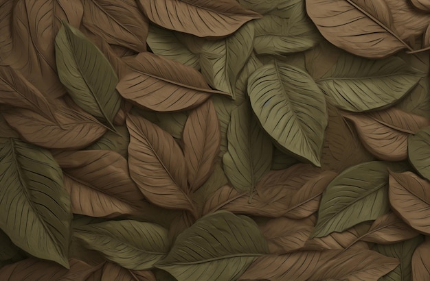 Organisch patroon van gestileerde bladvormen in aardse tinten
