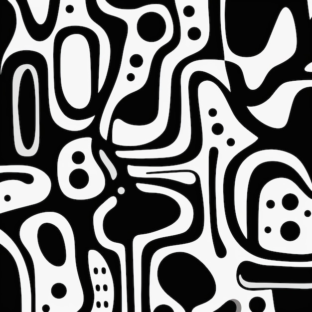Organische Biomorfen Abstract Zwart-wit Doodle Poster