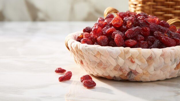 Organische gedroogde Cranberries Berry Fotorealistische Horizontale Illustratie Gezonde Vegetarische Energie Snack Ai Gegenereerde heldere Illustratie met Delicious Chewy Dried Cranberriesberry