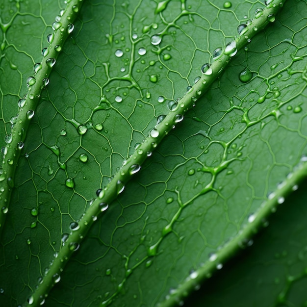 Organische geometrie Close-up van een cactusblad met waterdruppels