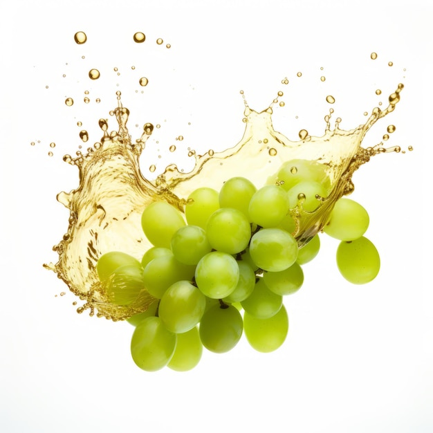 Organische Geometrieën Groene Druiven Spatten Op Wit