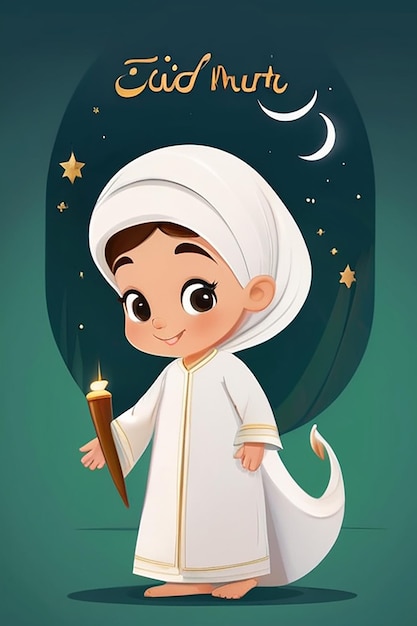 Organische platte Eid al-Fitr en Eid Mubarak illustratie