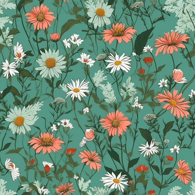 A organize checking plant makes plants and botanical components on a mint green establishment Seamless pattern AI Generated