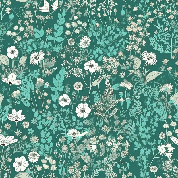 A organize checking plant makes plants and botanical components on a mint green foundation Seamless pattern AI Generated