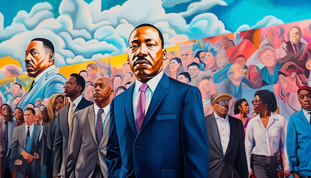 Organize a photo of a mural or public art installation that commemorates mlk capturing the artwork