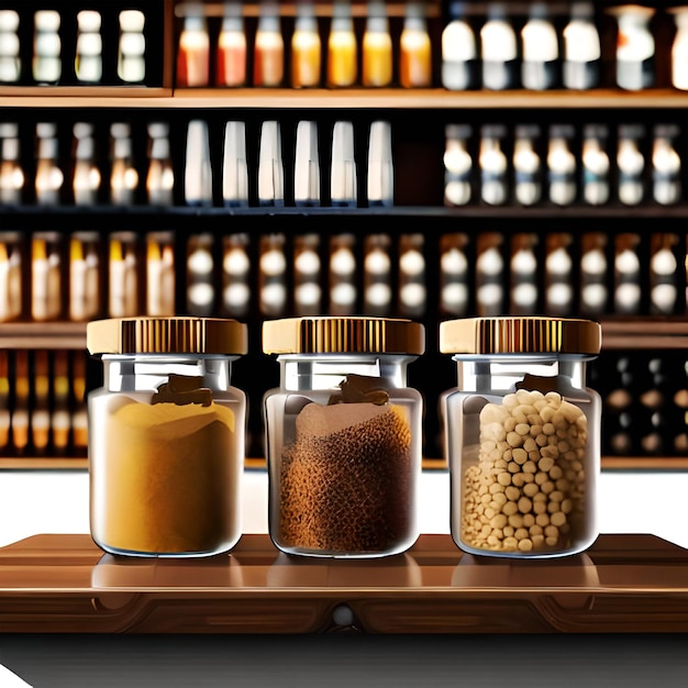 organized and filled spice jars in the shopping mol