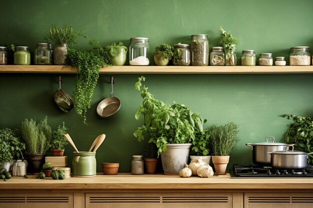 Organized Kitchen Shelves Filled with a Variety of Pots and Pans for Easy Access Generative AI