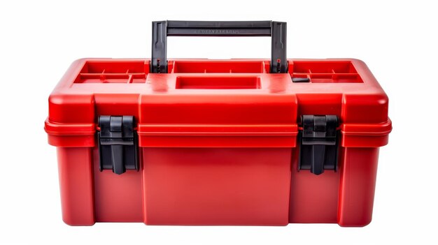 Organized Plastic Toolbox on White Background