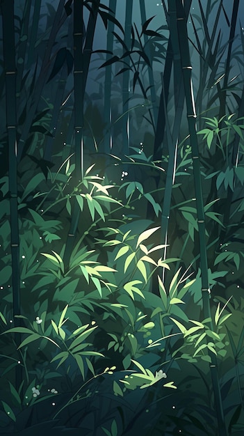 Oriental bamboo forest nature illustration forest bamboo background scene illustration