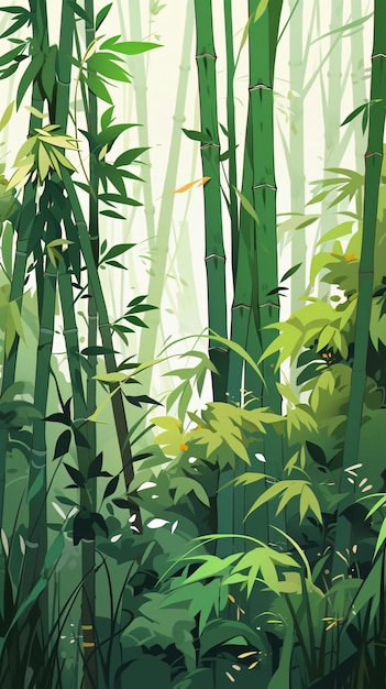 Oriental bamboo forest nature illustration forest bamboo background scene illustration