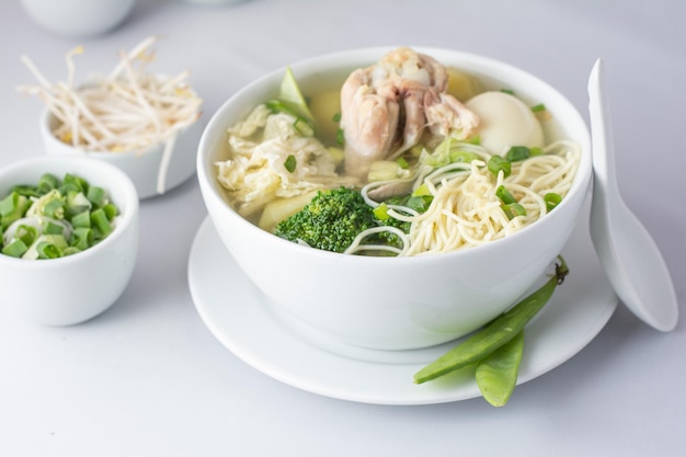 oriental chifa soup and broth in different angles