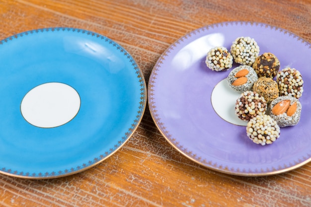 Oriental dried fruits with nuts, Turkish sweets on a plate