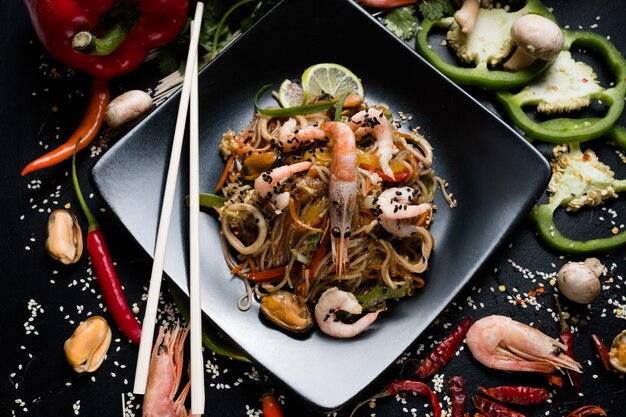 Oriental food eating culture. chopsticks as traditional cutlery