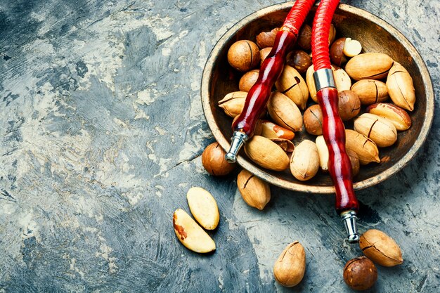 Oriental hookah with nuts.