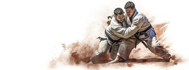 Oriental martial arts sparring banner Generative AI