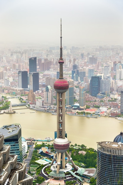 Photo the oriental pearl radio and tv tower in shanghai - china