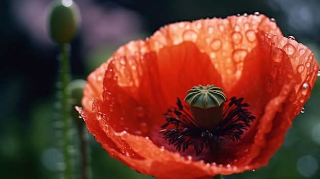 Oriental Poppy bloem bloeide prachtig met natuurlijke achtergrond Generatieve AI