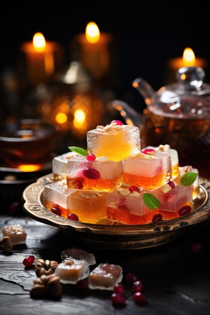 Oriental sweets with turkey tea colorized