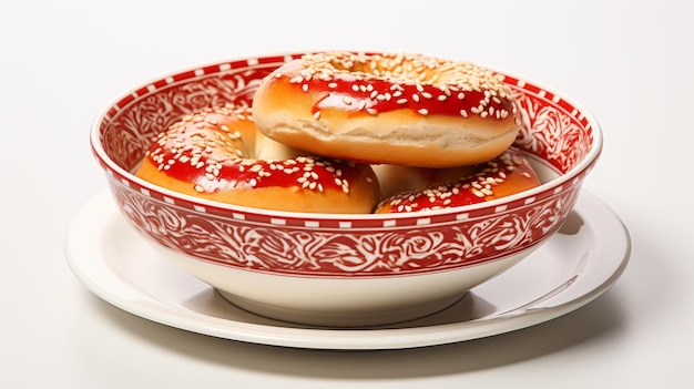 写真 東洋風のベーグルを皿に 中国文化のテーマの融合