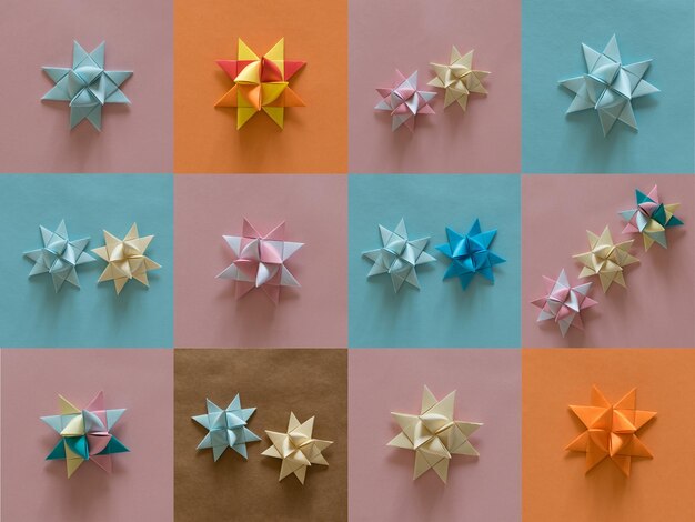 Foto collage di stelle 3d di origami