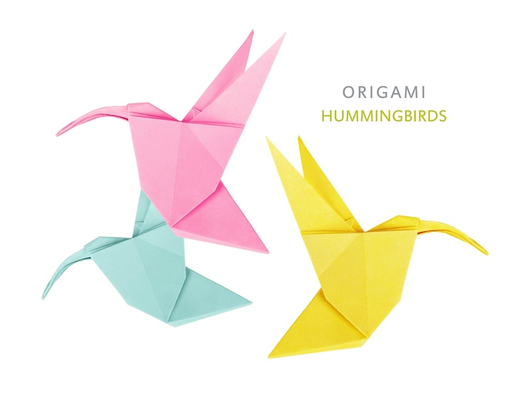 Photo origami art hummingbird