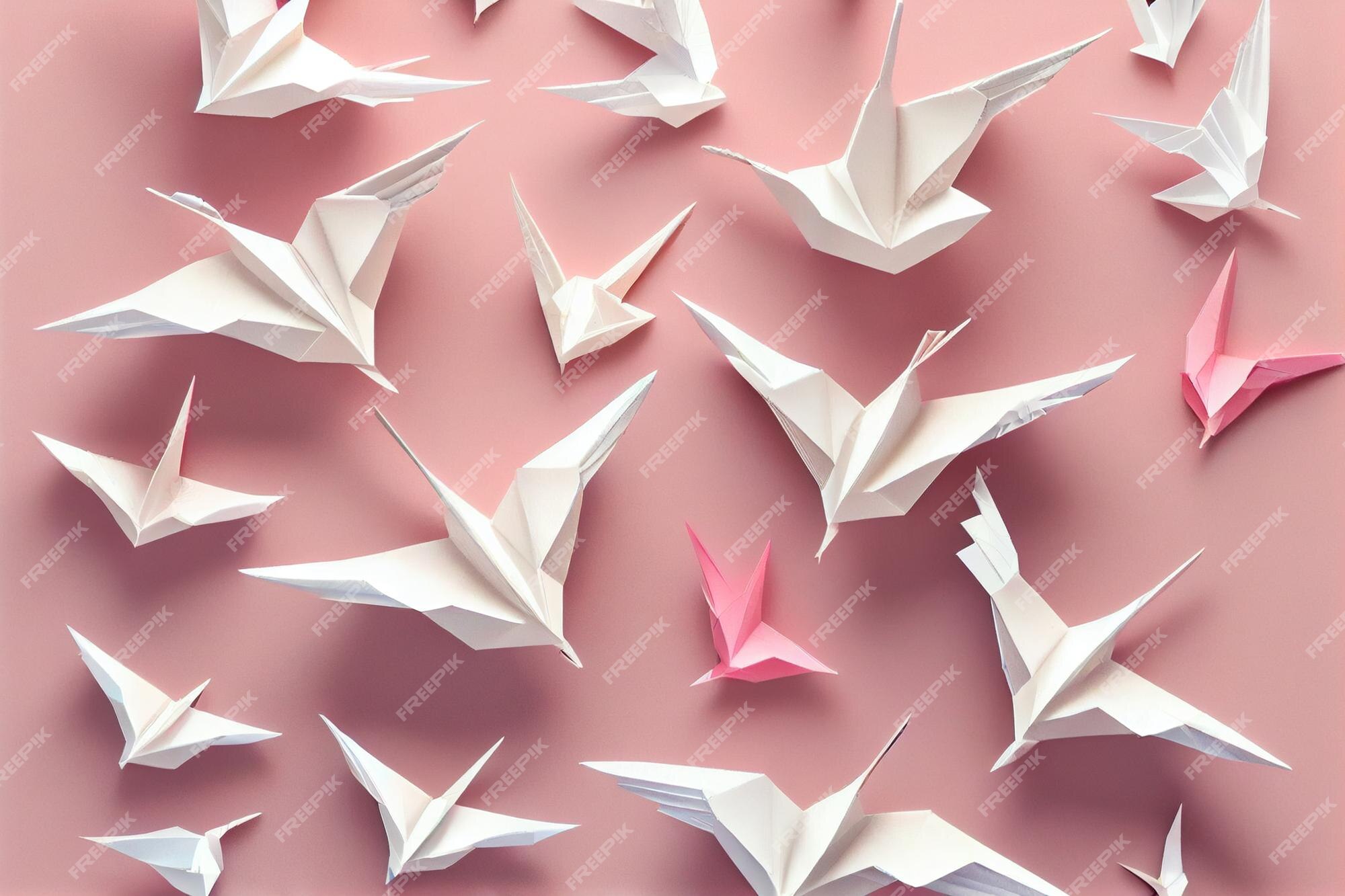 Pink/Red Origami Paper Crane Photographic Print for Sale by White