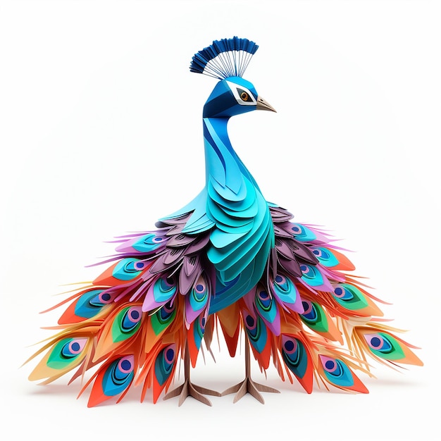 Origami blue peacock