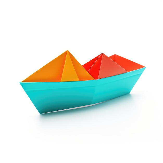 Origami Boat isolated on white background