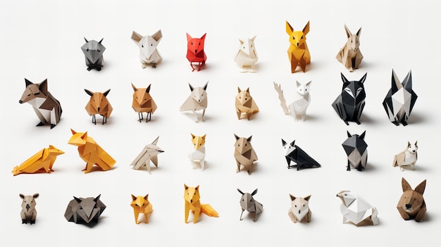 Origami Collection of Animals Models in a Grid