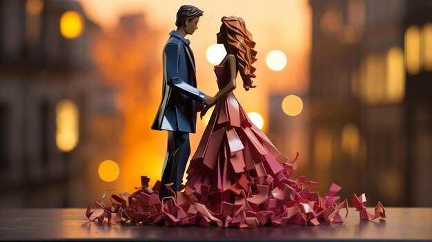 Origami Couple in the City