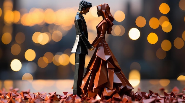 Origami couple in the city