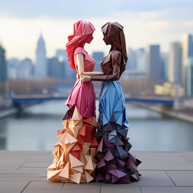 Origami Couple in the City