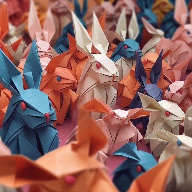 Foto disegno di origami a forma colorata