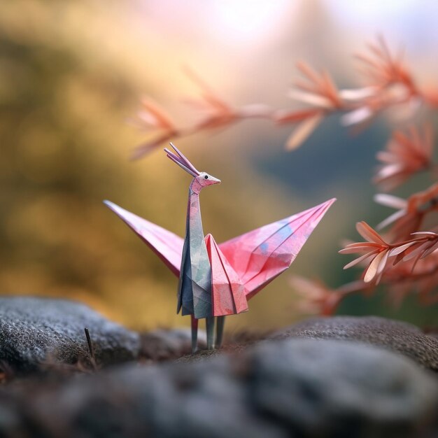 Foto disegno di origami a forma colorata