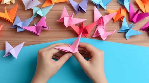 Disegno di origami a forma colorata