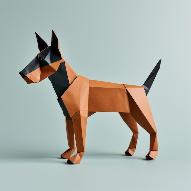 Origami Dobermann Pinscher Black And Tan Paper Dog Illustration