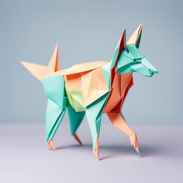 Foto origami cane origami cane su sfondo colorato origami cane origami cane su fondo colorato